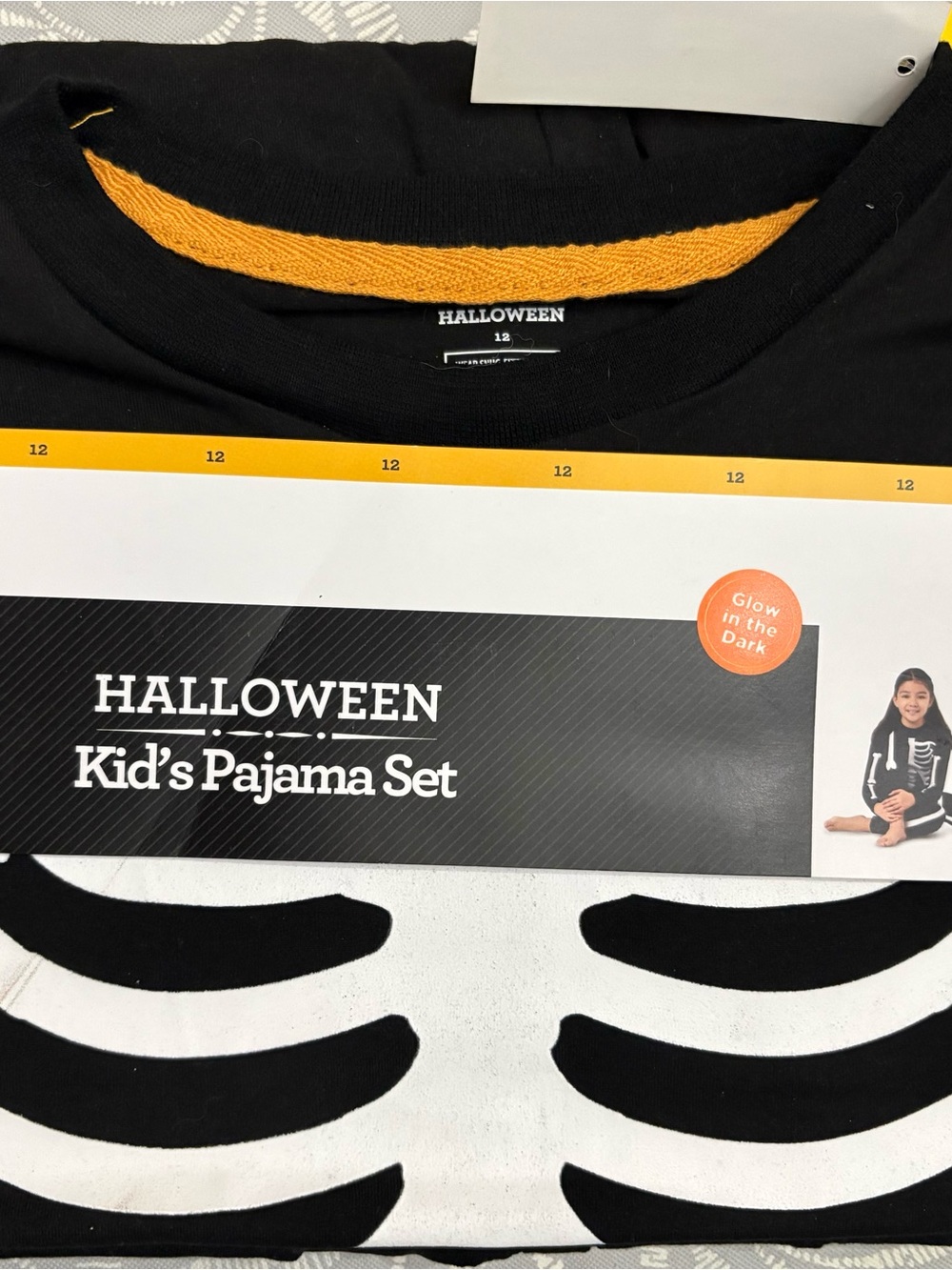 Halloween Kid's Glow-In-The-Dark Skeleton Pajama Set - Black & White